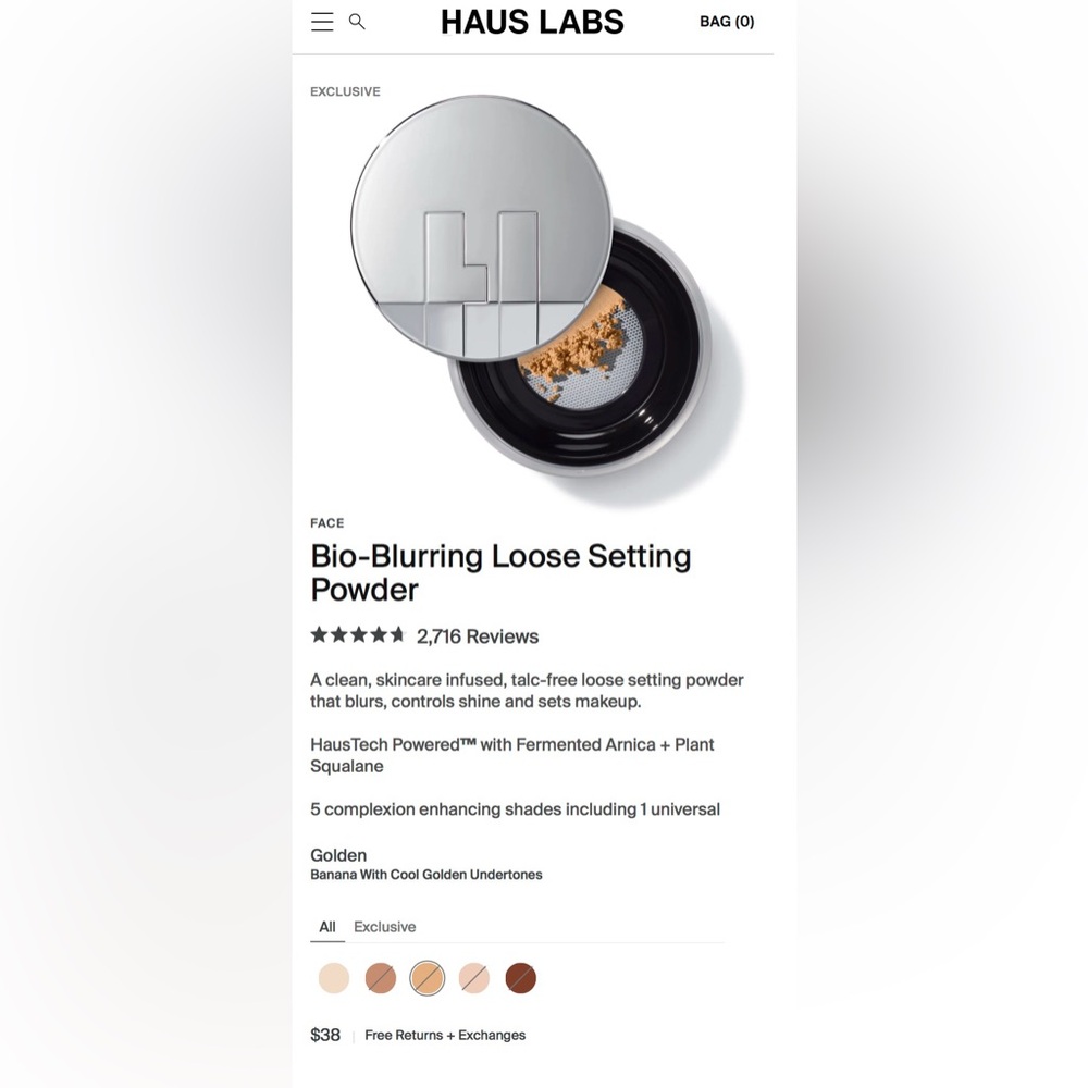 $38 Retail Haus Labs By Lady Gaga Bio-Blurring Loose Setting Powder - Deep Honey - Picture 9 of 11